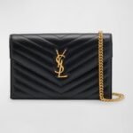 Saint Laurent Small YSL Wallet on Chain in Quilted Leather