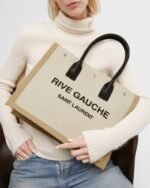 Saint Laurent Rive Gauche Small Tote in Canvas - Image 2