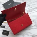 Saint Laurent Red Grained Leather Monogram Medium Kate Flap Bag - Image 9