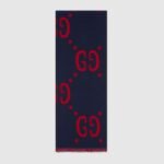 Gucci jacquard wool silk scarf