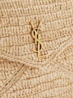 Saint Laurent Cassandre Large Envelope Pouch in Raffia - Image 5