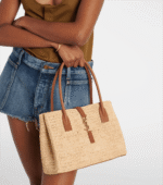 Saint Laurent Panier leather-trimmed raffia tote bag - Image 2