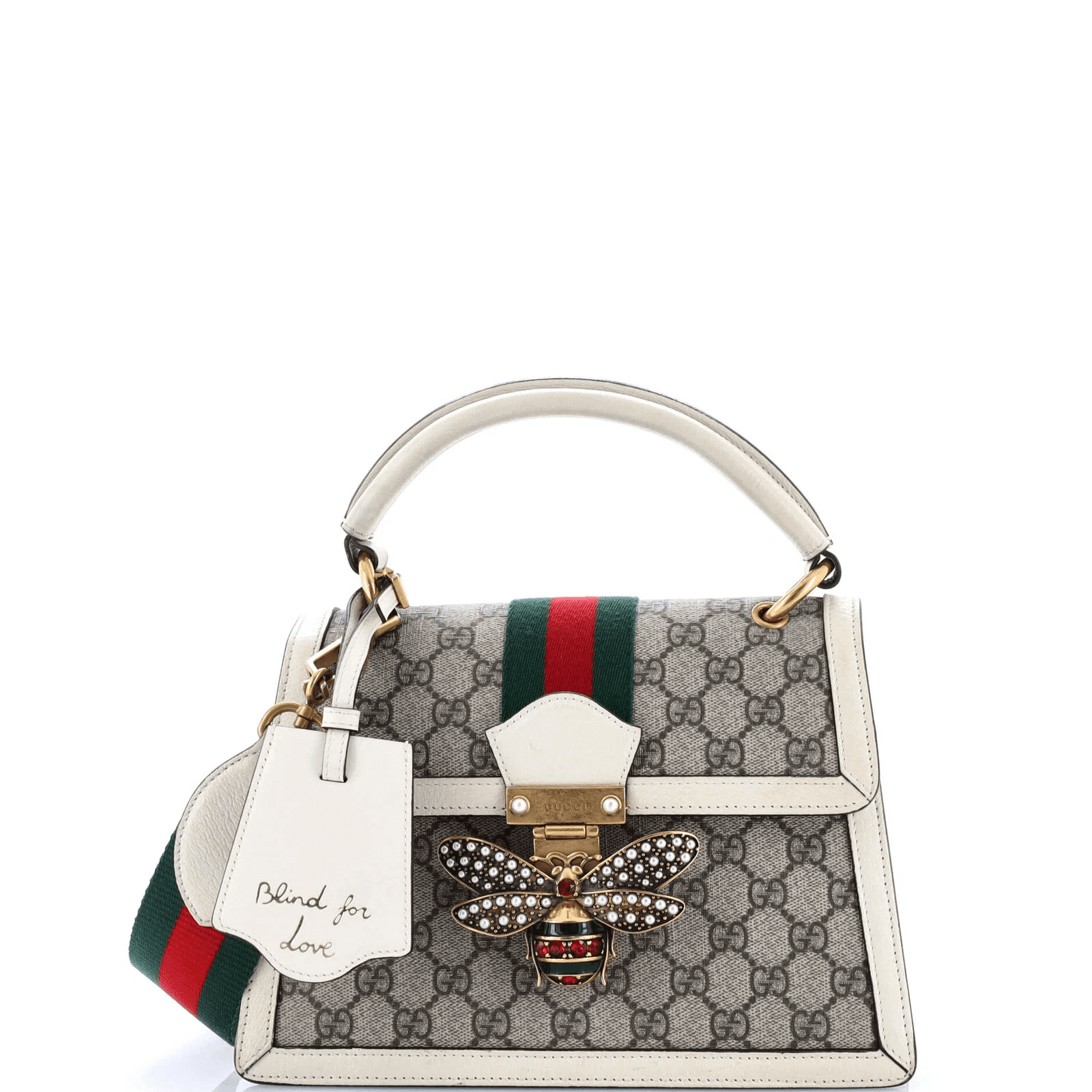 356855f2ca18b4375fdb9e2431b5a40f Gucci Queen Margaret Top Handle Bag GG Coated Canvas with Leather Small - Image 1