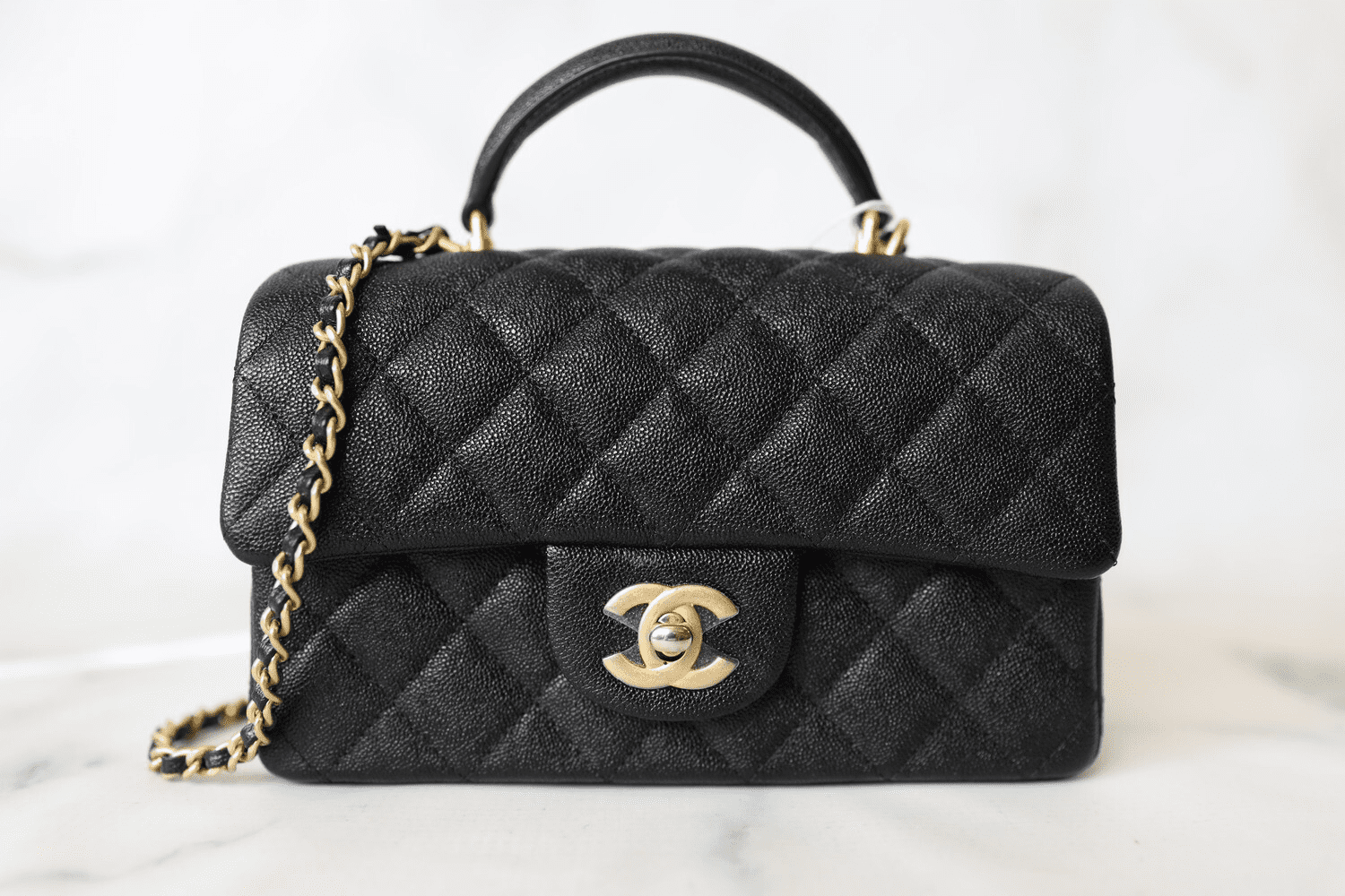 3c3bdbae331c35997718a67b1be8c6fc Chanel Top Handle Mini Rectangular, Black Caviar with Matte Gold Hardware - Image 1
