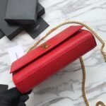 Saint Laurent Red Grained Leather Monogram Medium Kate Flap Bag - Image 4