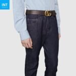 GUCCI Reversible leather belt with Double G buckle - Image 3