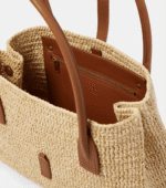 Saint Laurent Panier leather-trimmed raffia tote bag - Image 6