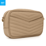 Saint Laurent Calfskin Matelasse Monogram Lou Camera Bag Dark Beige - Image 4