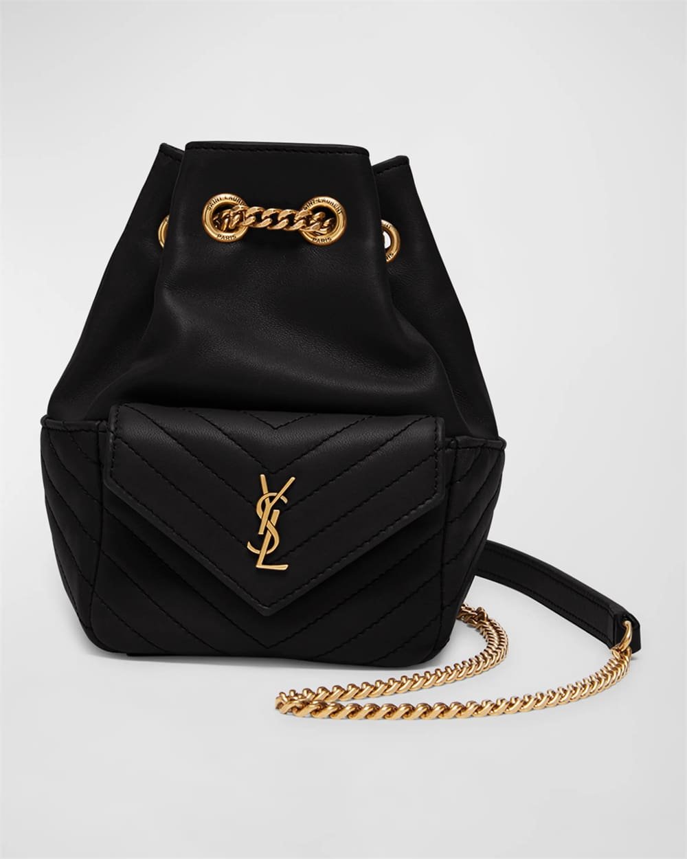 68ae2ab1e15b5b19f23885371c1b4b02 Saint Laurent Joe Mini YSL Bucket Bag with Adjustable Strap in Smooth Leather - Image 1