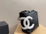 CHANEL Calfskin Quilted Large Cambon Tote Black White - Image 3