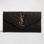 YSL Monogram Large Flap Wallet in Grained Leather