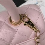 Chanel Pink Quilted Caviar Coco Top Handle Flap Bag Gold Hardware - Image 6