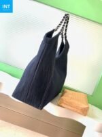 Chanel 25 Tote Bag Navy Blue 48cm Denim Leather - Image 4