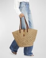 Saint Laurent Panier Medium YSL Tote Bag in Raffia - Image 4