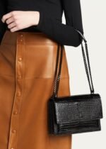 SAINT LAURENT Sunset Medium YSL Crossbody Bag in Croc-Emboassed Leather - Image 2