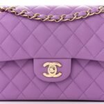 CHANEL Caviar Quilted Small Double Flap Purple - Image 4