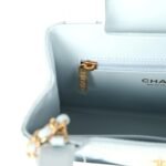 Chanel Small Kelly Shopper Light Blue Shiny Aged Calfskin Brushed Gold Hardware - Image 8