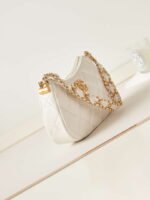 Chanel AS4422 23K Hobo Bag Lambskin Gold Metal White - Image 3