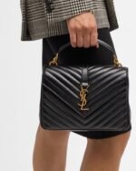Saint Laurent College Medium YSL Flap Top-Handle Bag in Quilted Leather - Image 5
