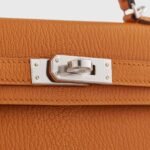 Hermès Kelly Mini Chevre Apricot/Cuivre Sellier Palladium Hardware - Image 6