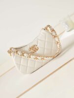 Chanel AS4422 23K Hobo Bag Lambskin Gold Metal White - Image 2
