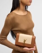 Saint Laurent Kate Small YSL Wallet on Chain in Linen and Leather - Image 5
