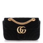 GUCCI Matelasse Velvet GG Marmont Mini Shoulder Bag (SHF-22601) - Image 3