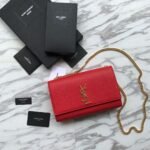 Saint Laurent Red Grained Leather Monogram Medium Kate Flap Bag - Image 2