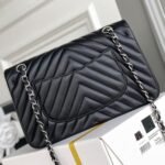 Chanel Classic Chevron Tweed Medium Flap Silver - Image 5