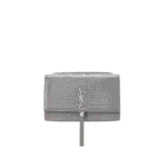 Saint Laurent Grey Crocodile Embossed Kate Medium