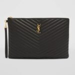 Saint Laurent YSL Monogram Large Pouch in Smooth Leather