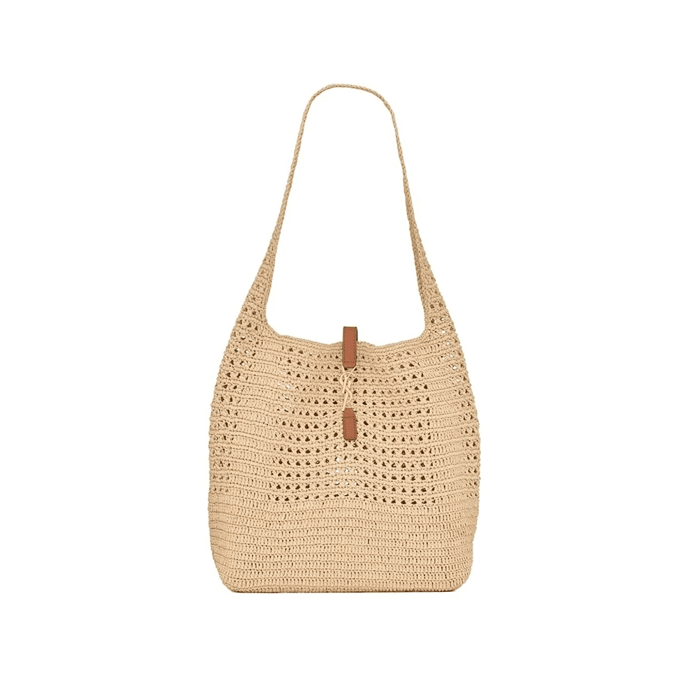 Y Saint Laurent Le 5 À 7 in Raffia Crochet and Smooth Leather - Image 1