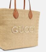 Gucci Medium logo raffia-effect tote bag - Image 3