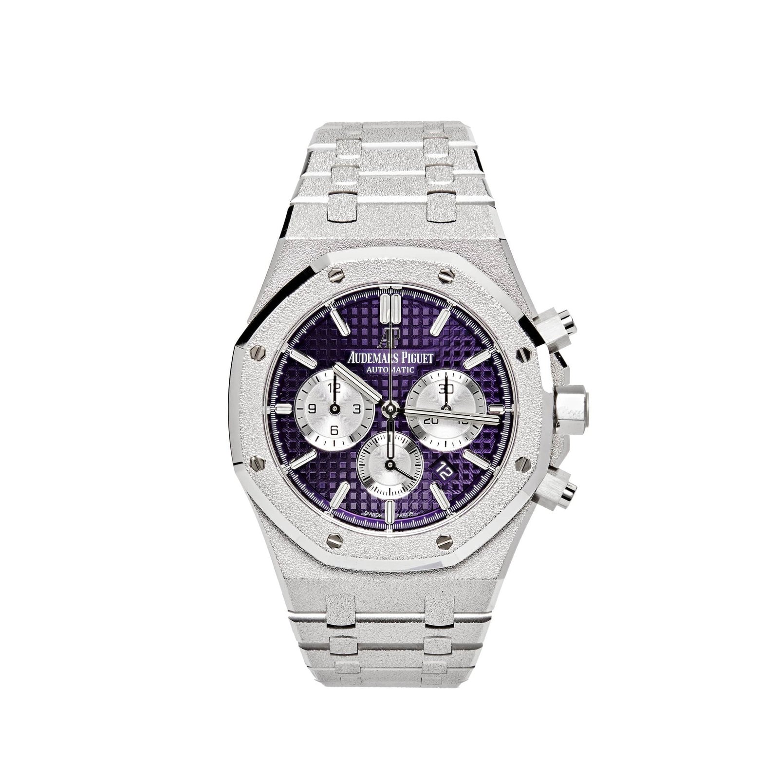 audemars-piguet-royal-oak-frosted-selfwinding-chronograph-purple-dial-26331bc-gg-1224bc-01-audemars-piguet-40258703163636 Audemars Piguet Royal Oak 26331BC.GG.1224BC.01 Chronograph Purple Dial Frosted White Gold - Image 1