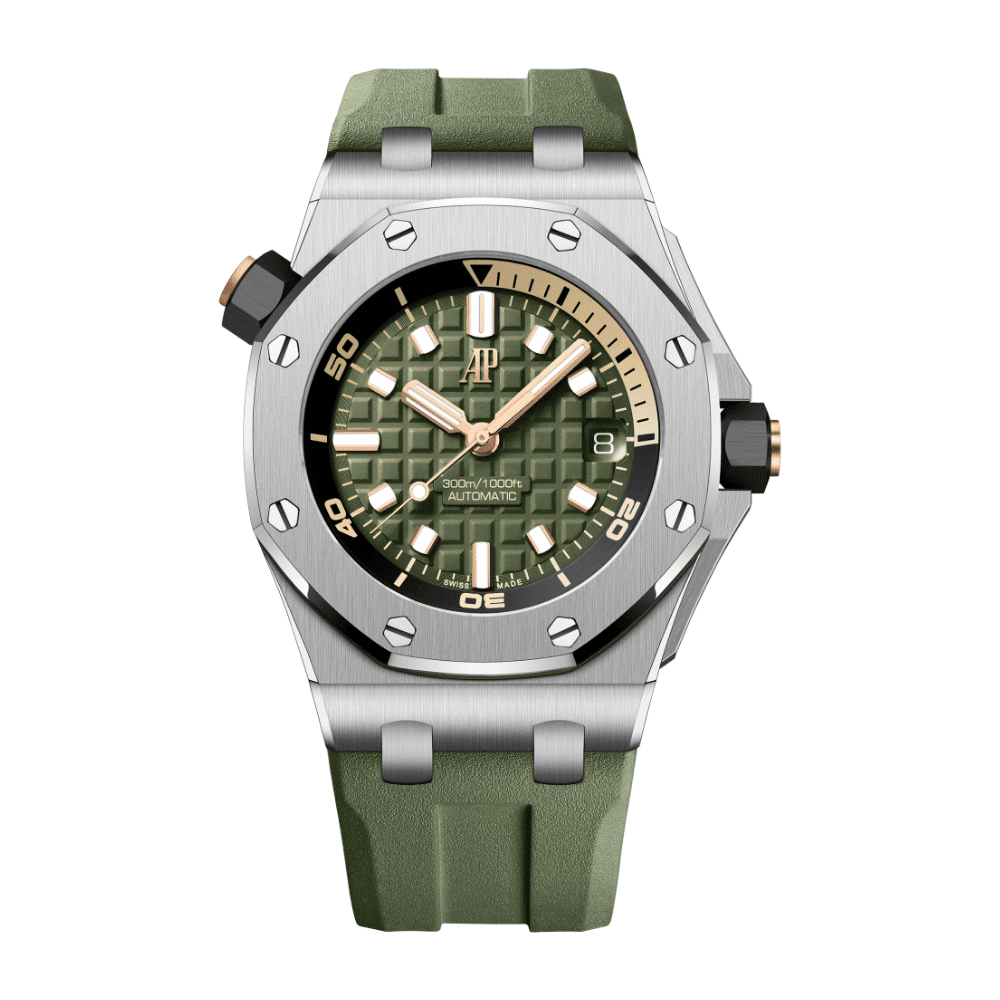 audemars-piguet-royal-oak-offshore-diver-stainless-steel-khaki-green-dial-15720st-oo-a052ca-01-audemars-piguet-40259485434100 Audemars Piguet Royal Oak Offshore 15720ST.OO.A052CA.01 Diver Stainless Steel Khaki Green Dial - Image 1