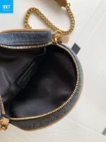 Saint Laurent Round Quilted Denim Crossbody Bag - Image 7
