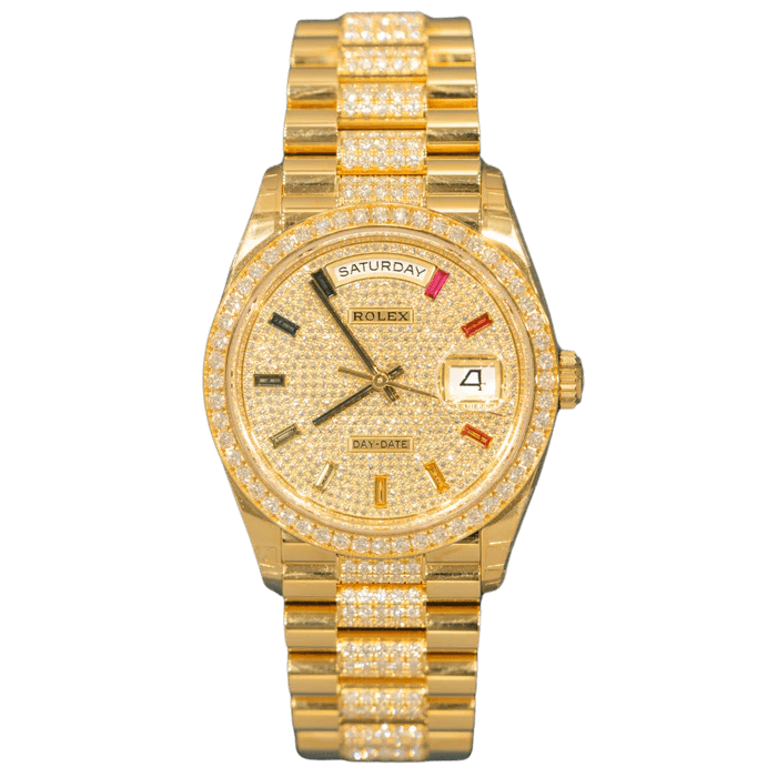 c103ae09726f6ecc11468670f7b7ee2c Rolex Day Date Ref. 128348RBR-0043 36mm Yellow Gold Full Pave Rainbow - Image 1