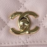 Chanel Pink Quilted Caviar Coco Top Handle Flap Bag Gold Hardware - Image 8
