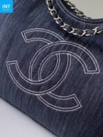 Chanel 25 Tote Bag Navy Blue 48cm Denim Leather - Image 8