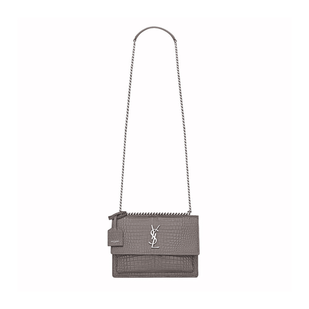 f8576bea32d816ec3ae66a5cbf3 Saint Laurent Sunset Medium In Crocodile Embossed Shiny Leather - Image 1