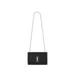 Saint Laurent Large Kate Chain Bag In Black Textured Leather
