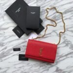 Saint Laurent Red Grained Leather Monogram Medium Kate Flap Bag - Image 3