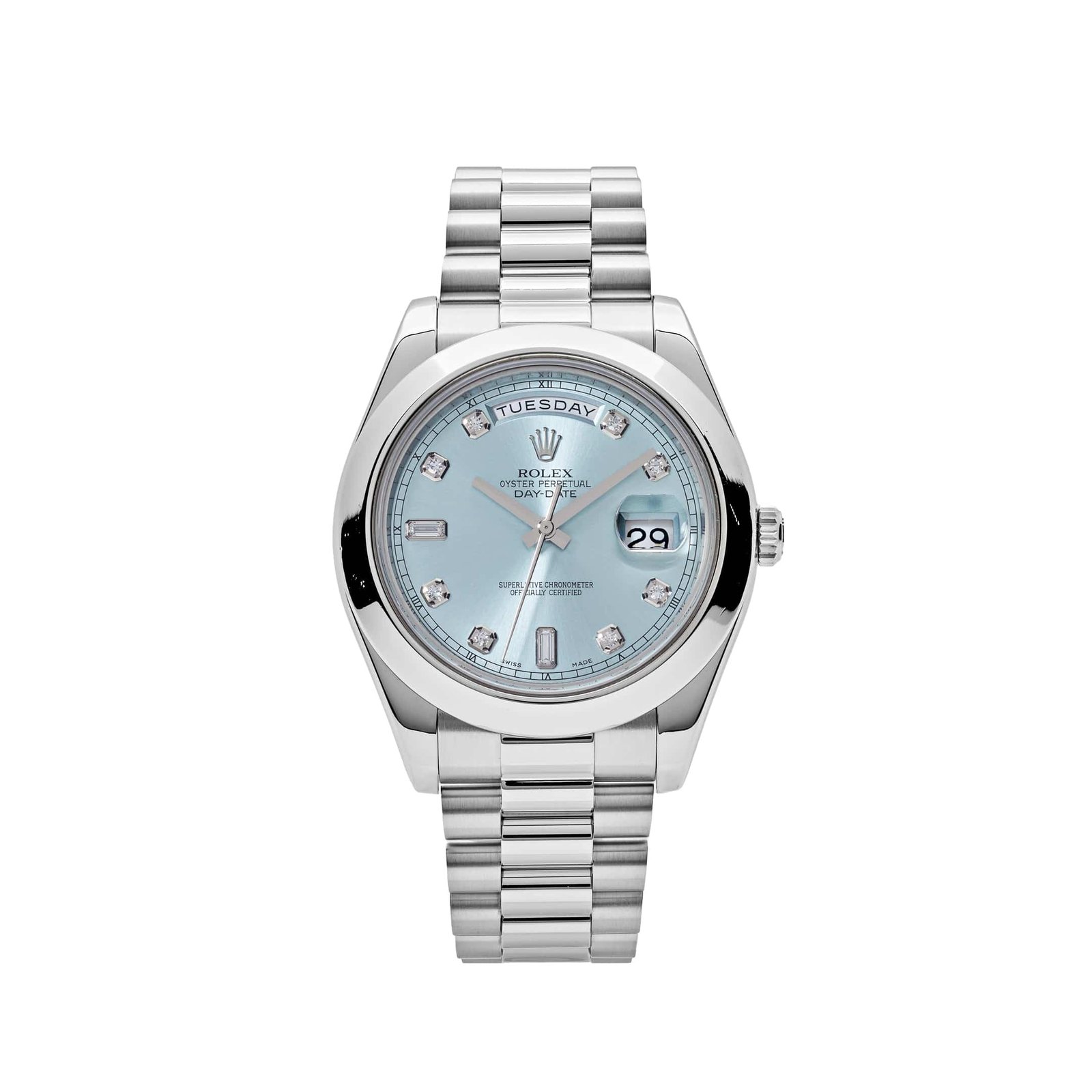 rolex-day-date-ii-218206-platinum-blue-diamond-dial-rolex-41372042330356 Rolex Day-Date II 218206 Platinum Blue Diamond Dial (2011) - Image 1
