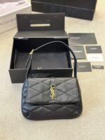 SAINT LAURENT Lambskin Quilted Le 57 Diamond Shoulder Bag Black - Image 3