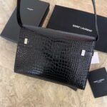 Saint Laurent Black Manhattan croc-effect shoulder bag - Image 6